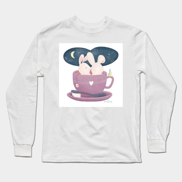 two bunnies in a cup Long Sleeve T-Shirt by petraillustrationstudio